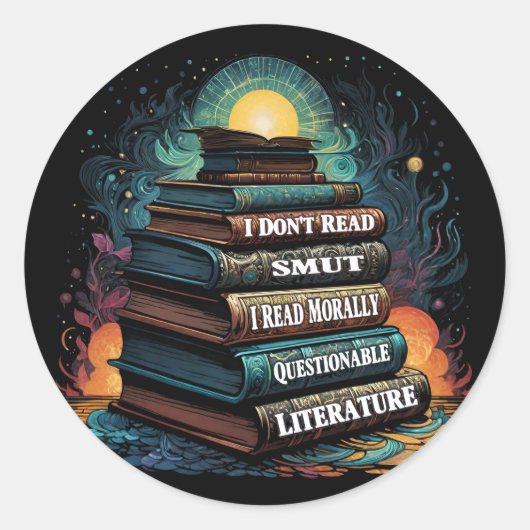 Boekkeuzes Humor Ronde Sticker (Voorkant)