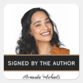 Boekkopie ondertekend door de auteur Schrijver Boe Vierkante Sticker (Voorkant)