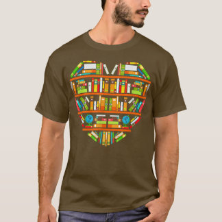 Boeklaag Heart Women Girls Reading Teacher Libra T-shirt