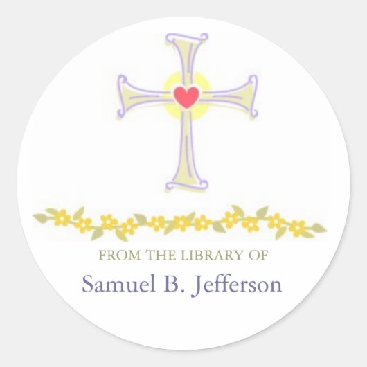 Boeklabels voor cross-design ronde sticker (Voorkant)