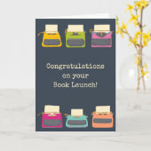 Boeklancering Gefeliciteerd Aangepaste schrijfmach Kaart (Gele Bloem)