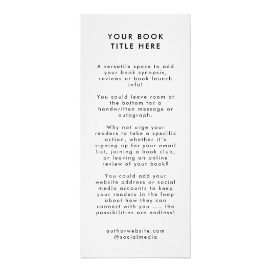 Boeklancering | Promotie auteursrechtelijk Hoesje Reclamekaart (Achterkant)
