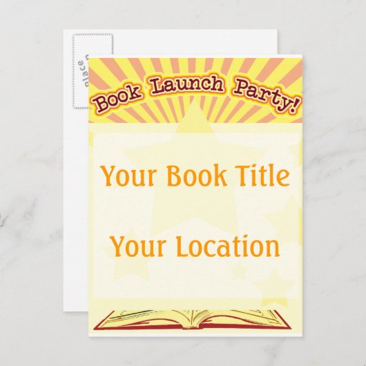 Boeklancering Uitnodiging Briefkaart (Voorkant / Achterkant)