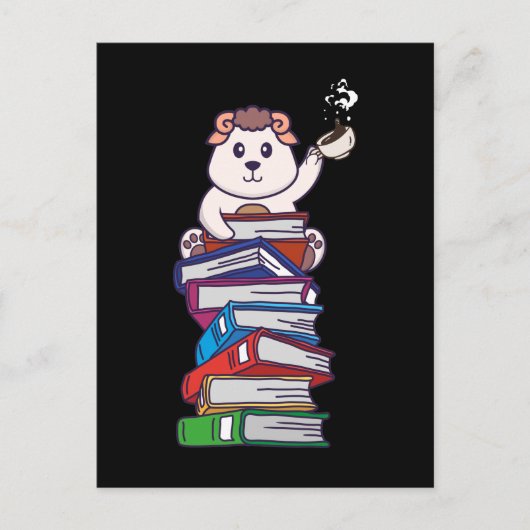 Boekleemlezen Ram Sheep Tea Coffee Kawaii Bookworm Briefkaart (Voorkant)