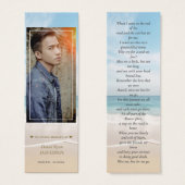 Boeklegger met strandfoto-herinneringsgedicht voor mini visitekaartjes (Voorkant /achterkant)