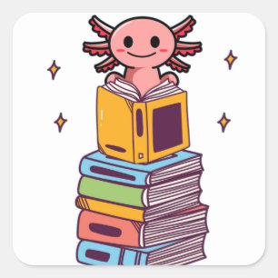 Boeklezen Axolotl Vierkante Sticker
