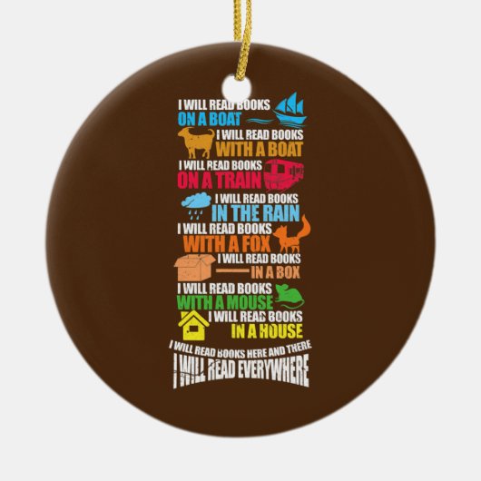 Boeklezer lezen Boeken lezen Koeklezer  Keramisch Ornament (Voorkant)