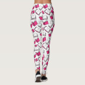Boeklezer Librarian Auteur Roze Wit Patroon Leggings (Achterkant)