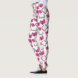 Boeklezer Librarian Auteur Roze Wit Patroon Leggings