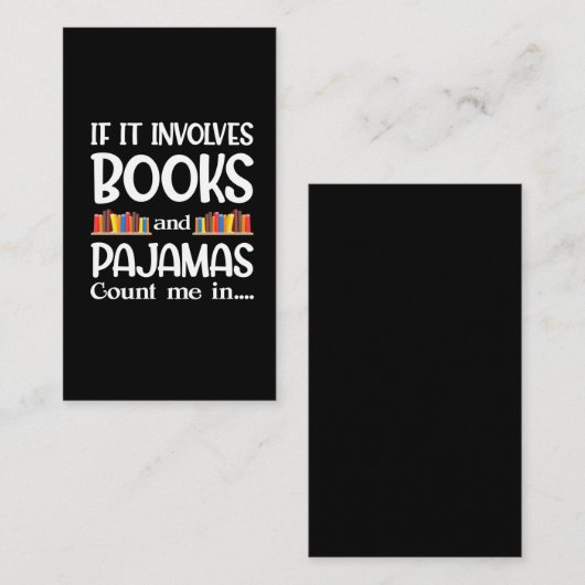 Boeklezer Pajamas Bookworm Funny Reading Visitekaartje (Voorkant / Achterkant)