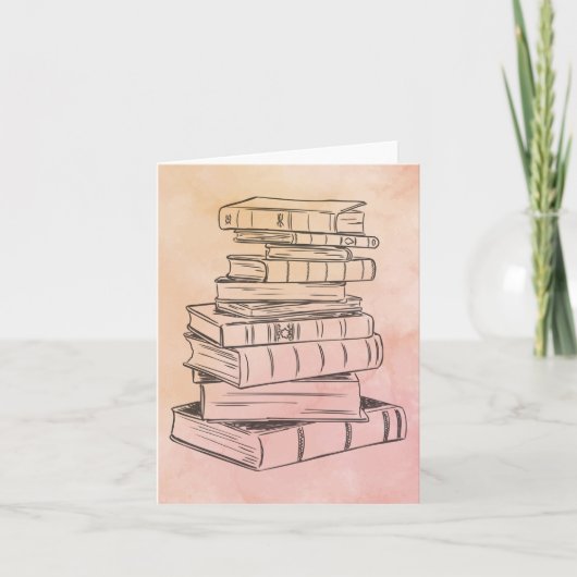 Boeklezer  Waterverf Bibliotheekdocent Bedankkaart (Voorkant)