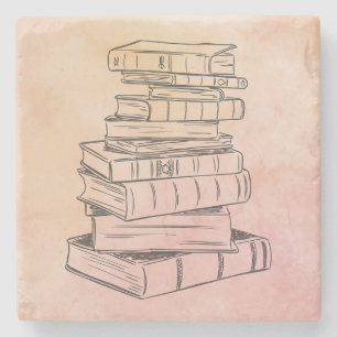 Boeklezer  Waterverf Bibliotheekdocent Stenen Onderzetter