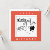 Boeklezers bij een Library Cartoon. boekenliefhebb Kaart (Voorkant / Achterkant in situ)