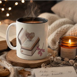 Boekliefde met Hart Kaart & liefdeswinkel Tweekleurige Koffiemok