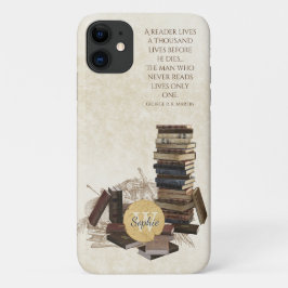 Boekliefhebber Bibliofiel Lezen Quote Monogram Naa Case-Mate iPhone Case