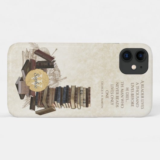 Boekliefhebber Bibliofiel Lezen Quote Monogram Naa Case-Mate iPhone Case (Achterkant (horizontaal))