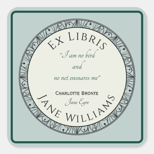 Boekliefhebber Blauwe gepersonaliseerde boekenplaa Vierkante Sticker (Voorkant)