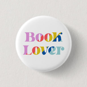 Boekliefhebber cute regenboog retro typografie kle ronde button 3,2 cm