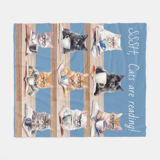 Boekliefhebber Gezellig Leesdeken Cat Library Fleece Deken (Voorkant (Horizontaal))