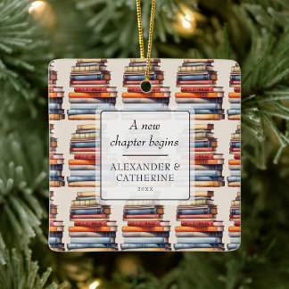 Boekliefhebber Huwelijksfoto Eerste Hoofdstuk Aang Keramisch Ornament