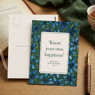 Boekliefhebber Jane Austen Citaat Vintage Bloem Briefkaart