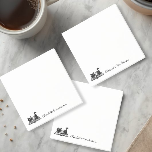 Boekliefhebber Kat Zwart en Wit Aangepast Letterty Post-it® Notes