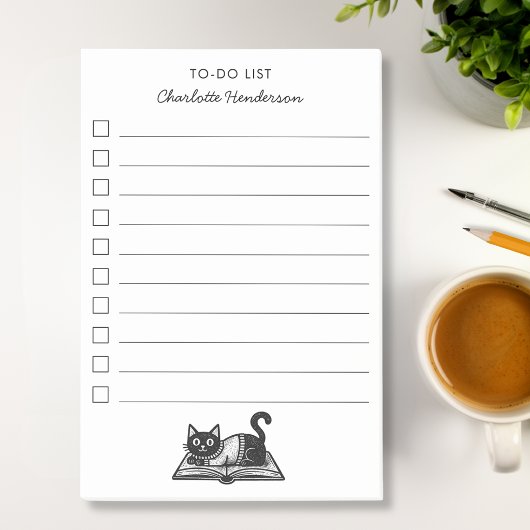 Boekliefhebber Kat Zwart en Wit Aangepast Schrift Post-it® Notes