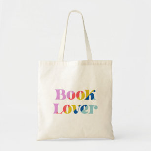 Boekliefhebber kleurrijke retro typografie trendy tote bag