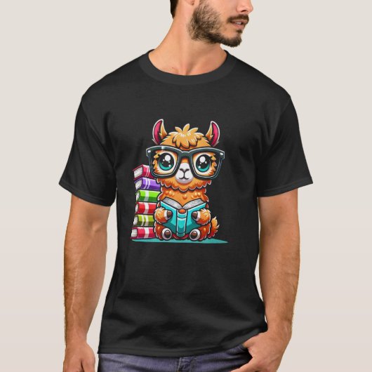 Boekliefhebber leest lama t-shirt (Voorkant)