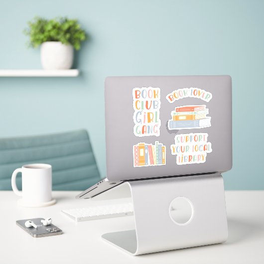 Boekliefhebber Sticker Set (Laptop op bureau)