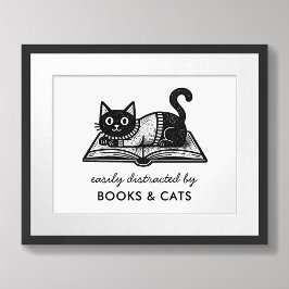 Boekliefhebber Zwarte Kat Grappige Quote Poster