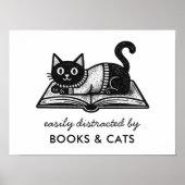 Boekliefhebber Zwarte Kat Grappige Quote Poster (Voorkant)