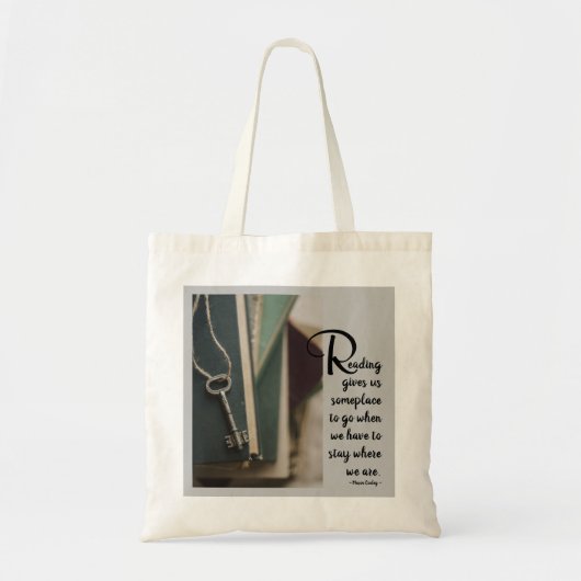 Boekliefhebbers Grijs Blauw Leesquote Tote Bag (Voorkant)