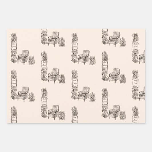 Boekliefhebbers Hoek in Linnen Wrapping Paper Shee (Voorkant 3)