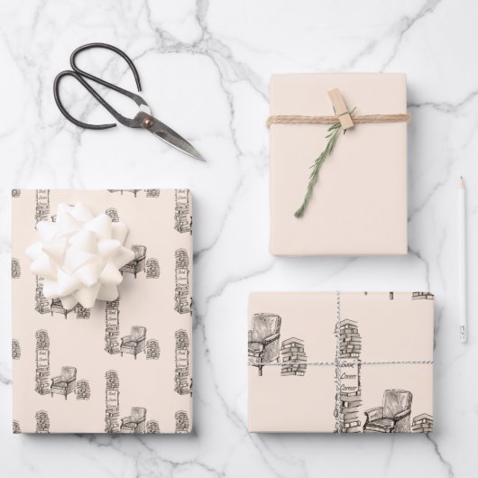 Boekliefhebbers Hoek in Linnen Wrapping Paper Shee (Voorkant)