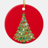 Boekliefhebbers houden vol met kerstboomplezier keramisch ornament (Voorkant)