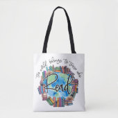 Boekliefhebbers "lezen" geborstelde polyester bood tote bag (Voorkant)