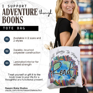 Boekliefhebbers "lezen" geborstelde polyester bood tote bag