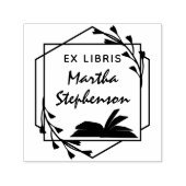 Boekliefhebber's Modern Botanical Geometric Ex Lib Zelfinktende Stempel (Design)