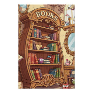 Boekliefhebbers Schattige Cartoon Boekenplank met  Perfect Poster