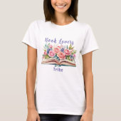 Boekliefhebbers Tribe Roze Rozen T-shirt (Voorkant)