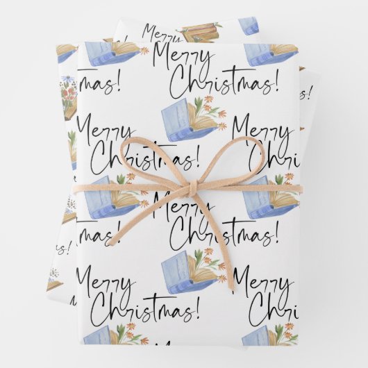 Boekliefhebbers Vrolijk Kerstfeest Inpakpapier Vel (In situ)
