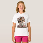 “Boeklievend Kitty” T-shirt met Cute Kat (Voorkant volledig)