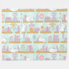 Boeklievende kat cadeau groene pastel fleece deken
