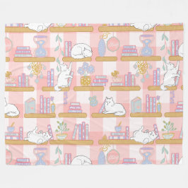 Boeklievende kat cadeau roze pastel fleece deken