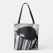 Boekminnende kat tote bag (Achterkant)