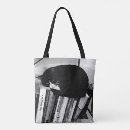 Boekminnende kat tote bag
