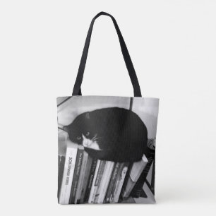 Boekminnende kat tote bag