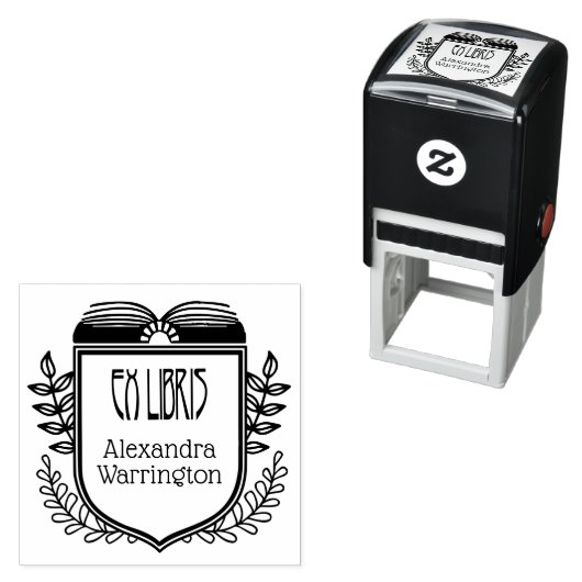 Boeknaam stempel met botanische kam Ex Libris (In situ)