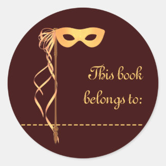 Boeknaam Sticker (gouden lintmasker)